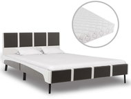 Bed with mattress gray-white faux leather 140x200 cm - Bed