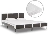 Bed with mattress gray-white faux leather 160x200 cm - Bed