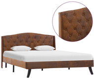 Bed frame brown faux brushed leather 120x200 cm - Bed Frame