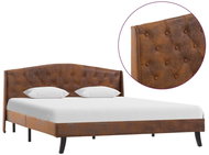 Bed frame brown faux brushed leather 140x200 cm - Bed Frame