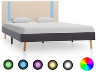 Bed frame with LED light cream and dark gray textile 120x200cm - Bed Frame