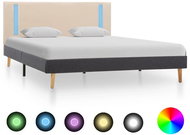 Bed frame with LED light cream and dark gray textile 140x200cm - Bed Frame