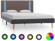 Bed frame with LED light taupe and dark gray textile 120x200 cm - Bed Frame