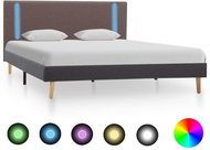 Bed frame with LED light taupe and dark gray textile 140x200 cm - Bed Frame