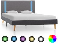 Bed frame with LED light dark and light gray textile 120x200 cm - Bed Frame