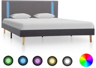 Bed frame with LED light dark and light gray textile 140x200 cm - Bed Frame