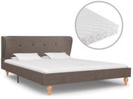 Bed with mattress taupe textile 140x200 cm - Bed
