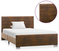 Bed frame brown faux brushed leather 120x200 cm - Bed Frame