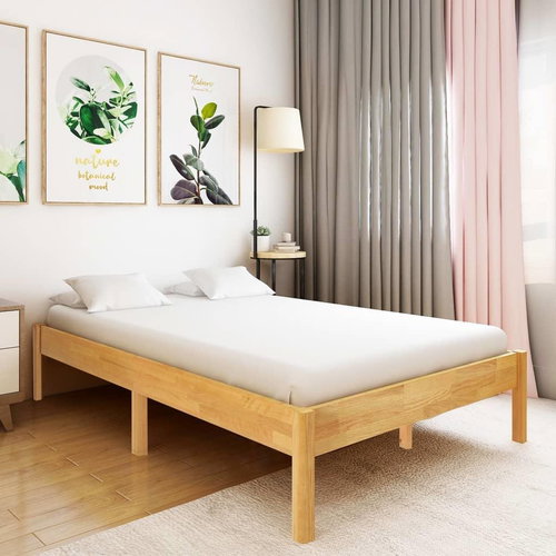 Bed frame solid oak wood 140x200 cm - Bed Frame - Main image