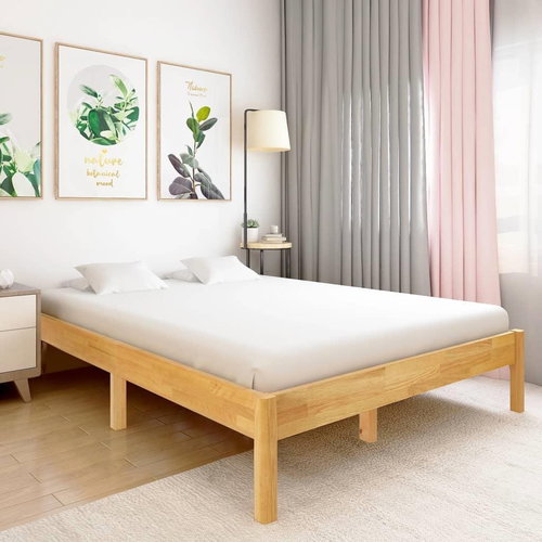 Bed frame solid oak wood 160x200 cm - Bed Frame - Main image