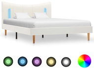 Bed frame with LED white faux leather 120x200 cm - Bed Frame
