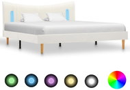 Bed frame with LED light white faux leather 140x200 cm - Bed Frame