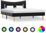Bed frame with LED light black faux leather 120x200 cm - Bed Frame