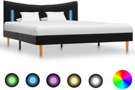Bed frame with LED light black faux leather 140x200 cm - Bed Frame