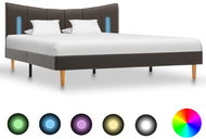 Bed frame with LED light anthracite faux leather 140x200 cm - Bed Frame