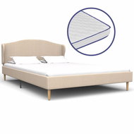Bed with memory foam mattress beige fabric 120x200 cm - Bed
