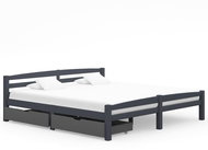 Rám postele 2 zásuvky tmavě šedý masivní borovice 180 × 200 cm , 3060752 - Postel