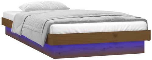 Rám postele s LED světlem medově hnědý 100×200 cm masivní dřevo, 819965 - Rám postele - Main image