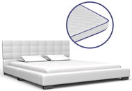 Bed with memory foam mattress white artificial leather 140x200 cm - Bed