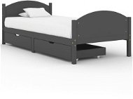 Rám postele 2 zásuvky tmavo sivý masívna borovica 100 × 200 cm, 3060741 - Rám postele