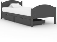 Rám postele 2 zásuvky tmavě šedý masivní borovice 100 × 200 cm, 3060741 - Rám postele