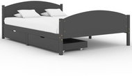 Rám postele 2 zásuvky tmavě šedý masivní borovice 160 × 200 cm, 3060744 - Postel