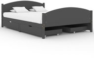 Rám postele 4 zásuvky tmavě šedý masivní borovice 140 × 200 cm, 3060745 - Postel