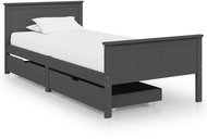 Rám postele 2 zásuvky tmavě šedý masivní borovice 90 × 200 cm, 3060769 - Postel