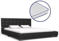 Bed with memory foam mattress black artificial leather 140x200 cm - Bed