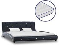 Bed with memory foam mattress black faux leather 160x200 cm - Bed