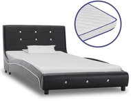Bed with memory foam mattress black faux leather 90x200 cm - Bed