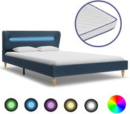 Bed with memory foam mattress LED blue textile 120x200 cm - Bed