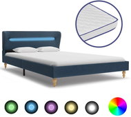 Bed with memory foam mattress LED blue textile 140x200 cm - Bed