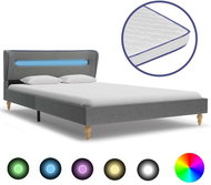 Bed with memory foam mattress LED gray textile 120x200 cm - Bed