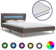 Bed with memory foam mattress LED taupe textile 120x200 cm - Bed