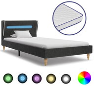 Bed with memory foam mattress LED dark gray jute 120x200 cm - Bed