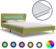 Bed with memory foam mattress LED green textile 120x200 cm - Bed
