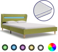 Bed with memory foam mattress LED green textile 140x200 cm - Bed