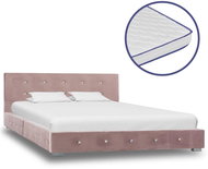 Bed with memory foam mattress pink velvet 120x200 cm - Bed