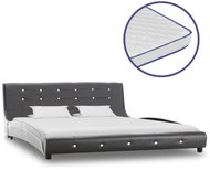 Bed with memory foam mattress gray faux leather 160x200 cm - Bed