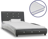Bed with memory foam mattress gray faux leather 90x200 cm - Bed