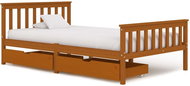 Bed frame 2 drawers honey brown solid pine 120x200 cm - Bed Frame