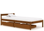 Bed frame 2 drawers honey brown solid pine 90x200 cm - Bed Frame