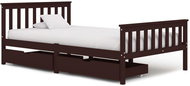 Bed frame 2 drawers dark brown solid pine 120x200 cm - Bed Frame