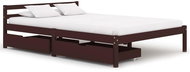 Bed frame 2 drawers dark brown solid pine 140x200 cm - Bed Frame