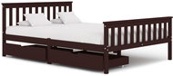 Bed frame 2 drawers dark brown solid pine 140x200 cm - Bed Frame