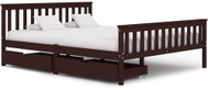 Bed frame 2 drawers dark brown solid pine 160x200 cm - Bed Frame