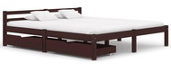 Bed frame 2 drawers dark brown solid pine 180x200 cm - Bed Frame