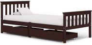 Bed frame 2 drawers dark brown solid pine 90x200 cm - Bed Frame