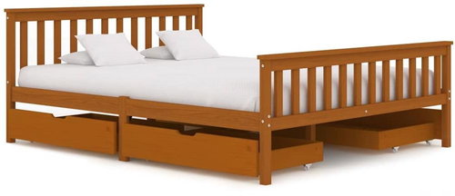 Bed frame 4 drawers honey brown solid pine 160x200 cm - Bed Frame - Main image